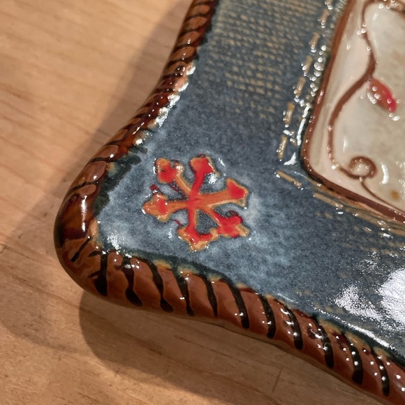 Handcrafted Ceramic Square Plate with Western Boot Design Home Decor - Picture 3 of 6